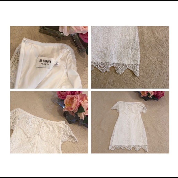SOLD BB Dakota White Lace Strapless Mini Dress - Picture 6 of 8